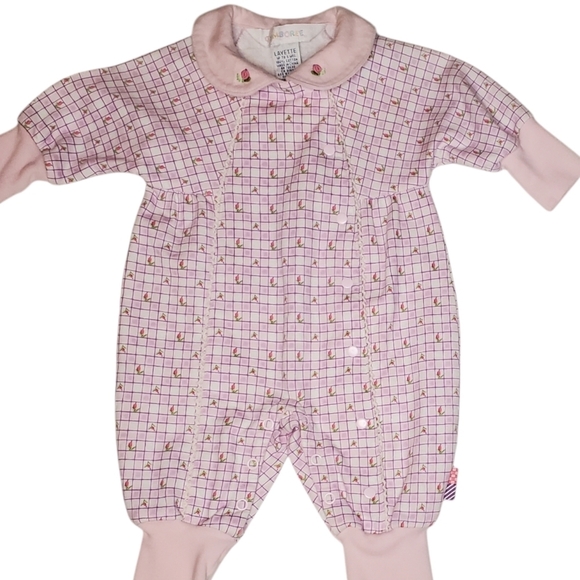 Vintage Gymboree Layette 1998 Fall Fun Jumpsuit Pink Baby Girls Up To 3 Months - Picture 1 of 4